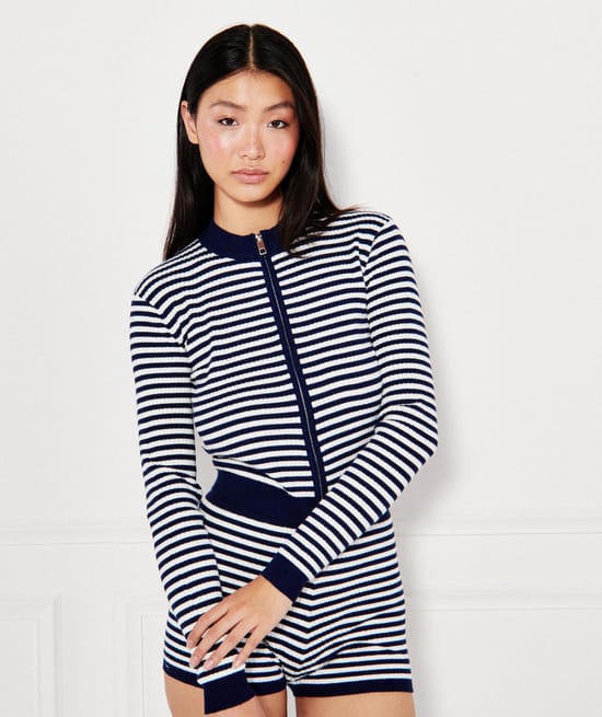 Striped knitted cardigan;