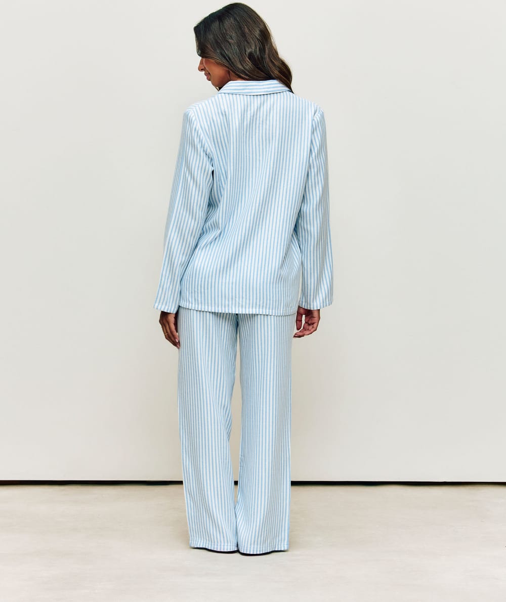 Striped flannel trousers;