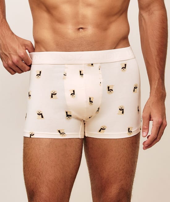 Boxer en coton imprim&eacute; chien;