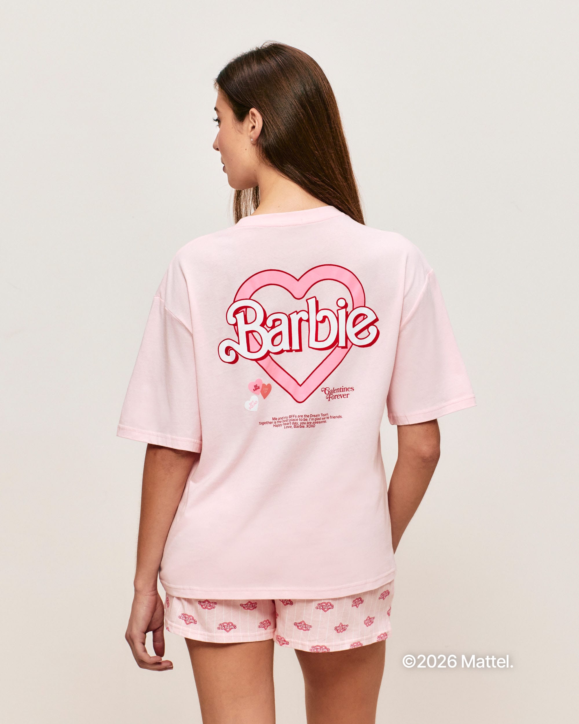 BarbieTシャツPINK♡ Barbie Cropped T-Shirt Womens Ladies Fashion Doll Logo Pink Crop