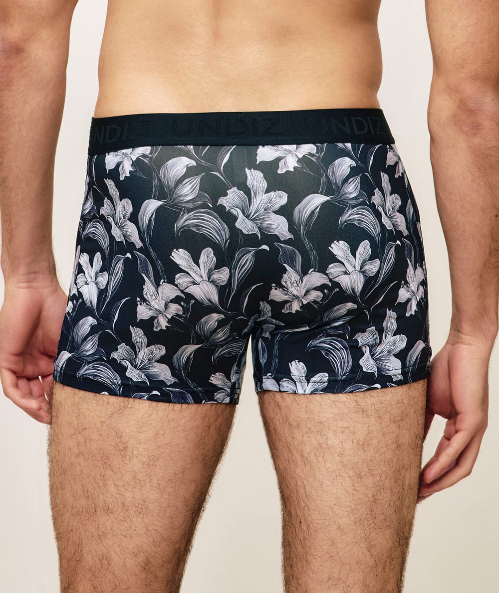 Microfibre boxer shorts with floral pattern;