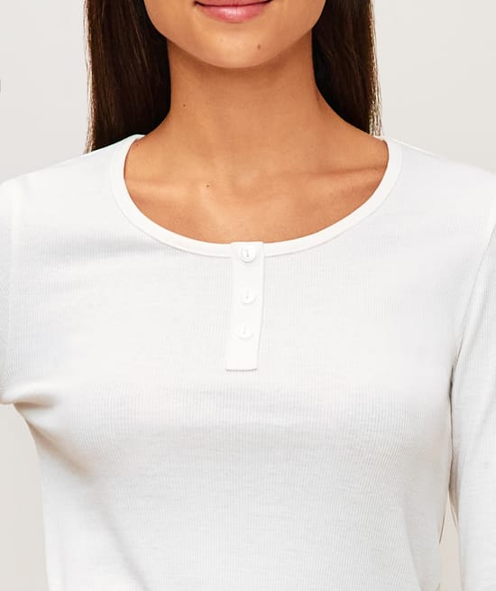 Top long-sleeved in ribbed jersey;