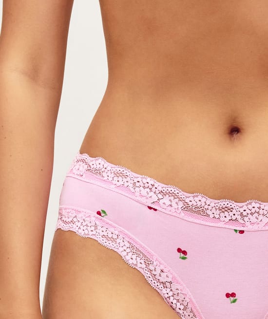 Cheeky in cotton and lace cherry patterns;