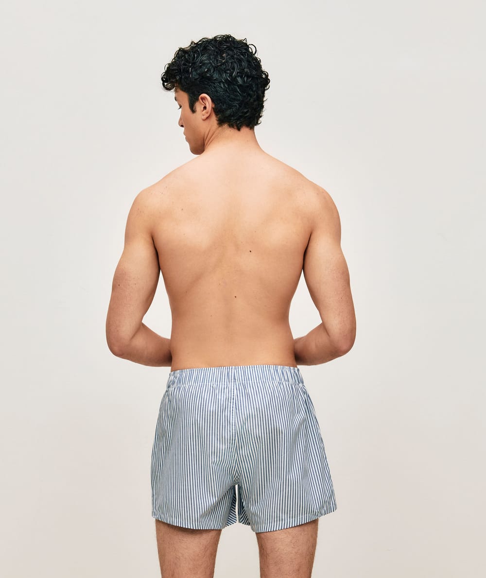 Gestreepte katoenen boxershort;