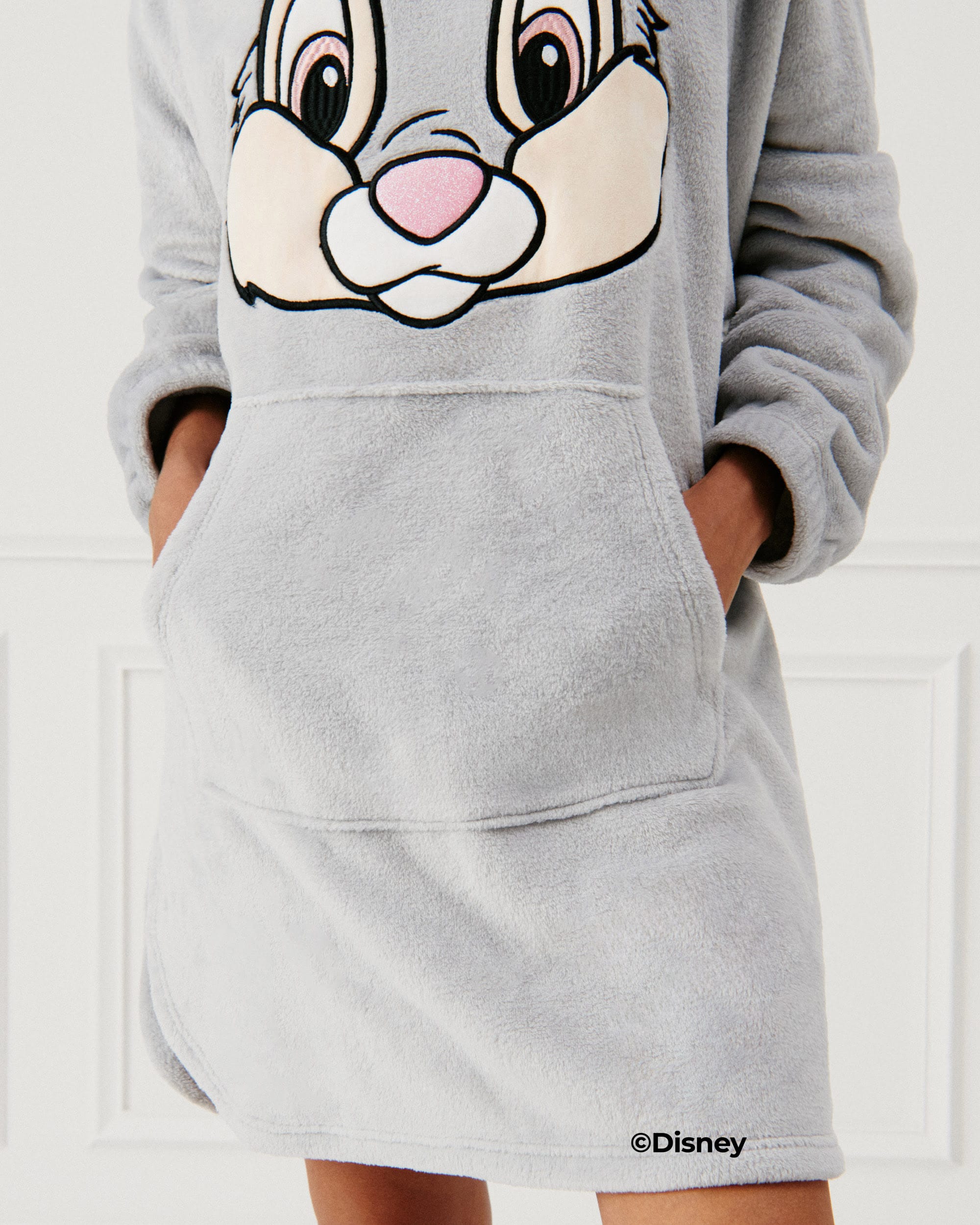 Pan Pan fleece hoodie blanket - grey - Undiz