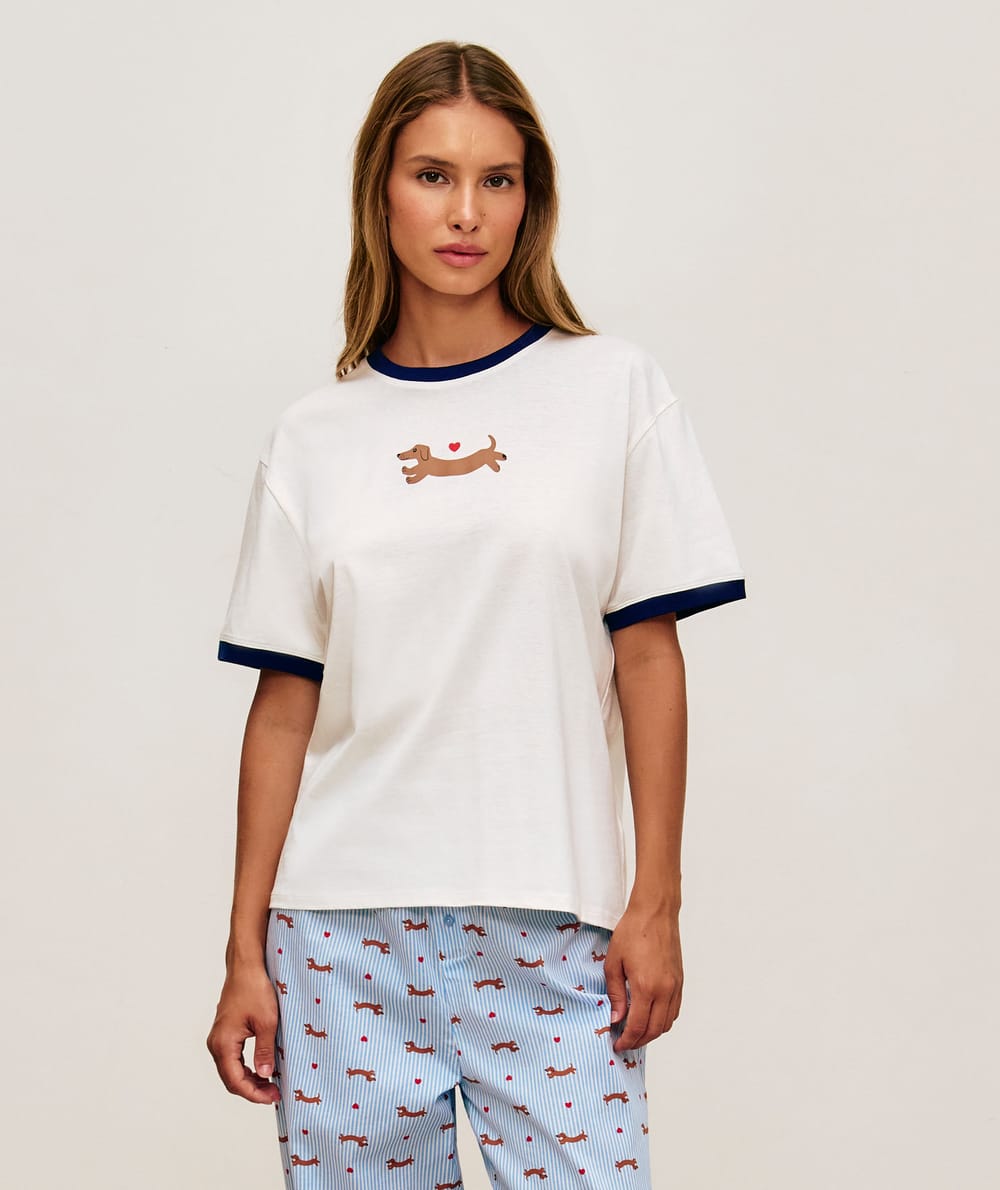 jersey t-shirt with dachshund print;