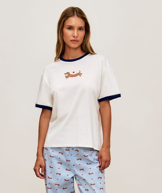 jersey t-shirt with dachshund print;