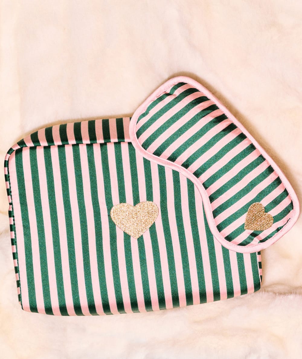 Neceser a rayas de satén;