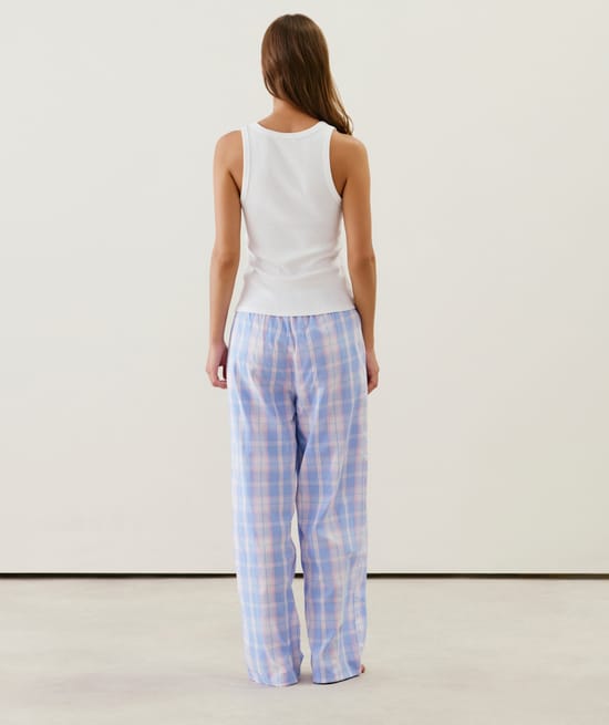 Pantalón de cuadros de algodón;