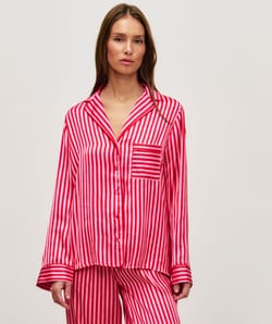 Striped satin pyjama shirt;