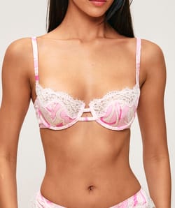 Satin and lace push-up bra with paisley print;