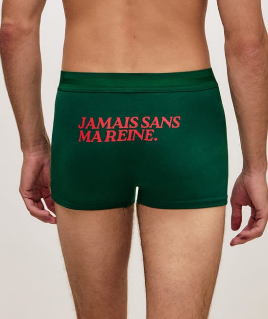 Cotton boxer shorts with message;