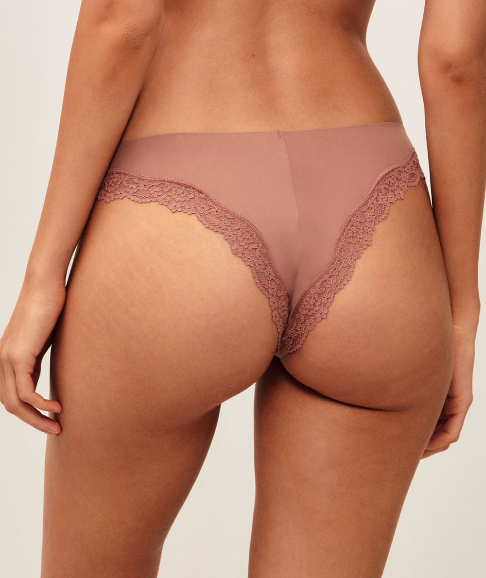 Tanga en microfibre et dentelle;