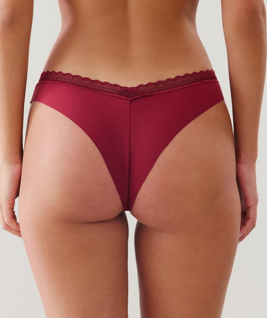 Tanga microfibra y encaje;