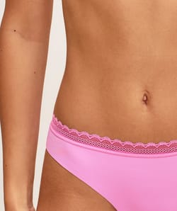 Microfiber and lace thong;