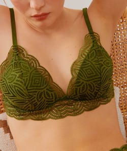 Sujetador triangular de encaje;