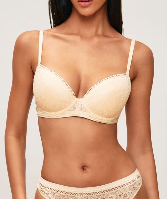 Lace floral push-up bra;