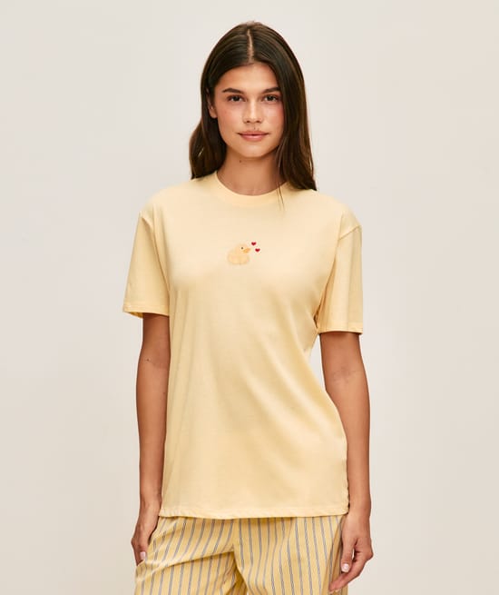 T-shirt l&eacute;ger en jersey motif canard amoureux;