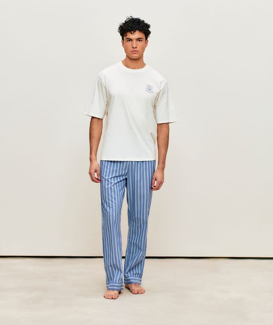 Striped cotton pants;