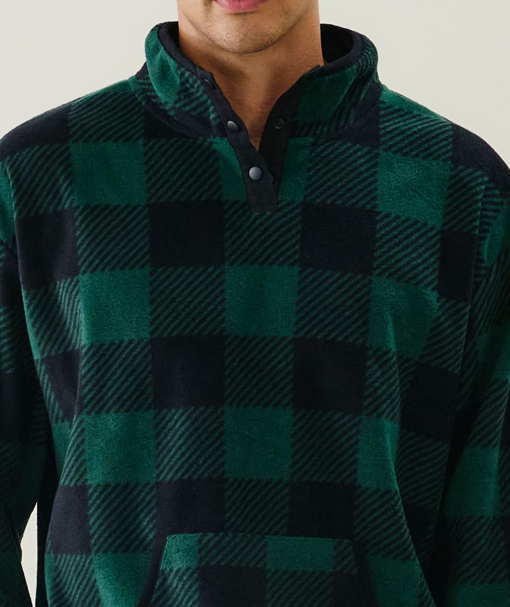 Checked fleece sweatshirt;
