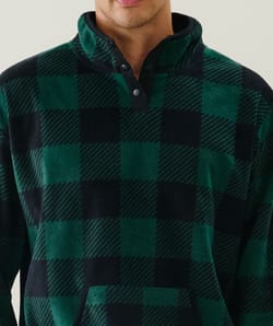 Checked fleece sweatshirt;