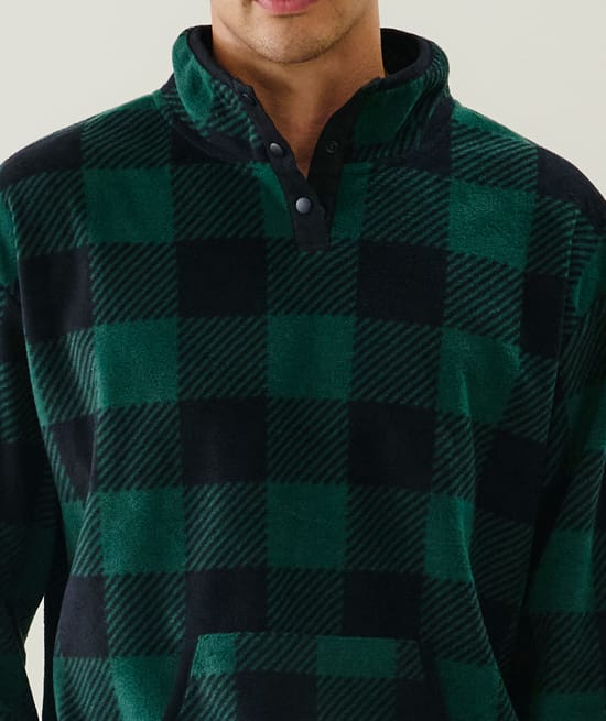 Checked fleece sweatshirt;