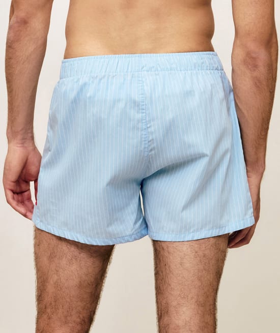 Cotton striped boxer shorts with embroidery;