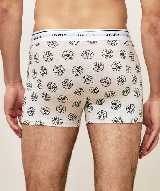 Cotton boxer shorts with dice pattern;