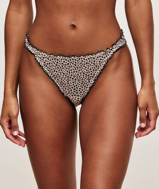 Leopard mesh thong;