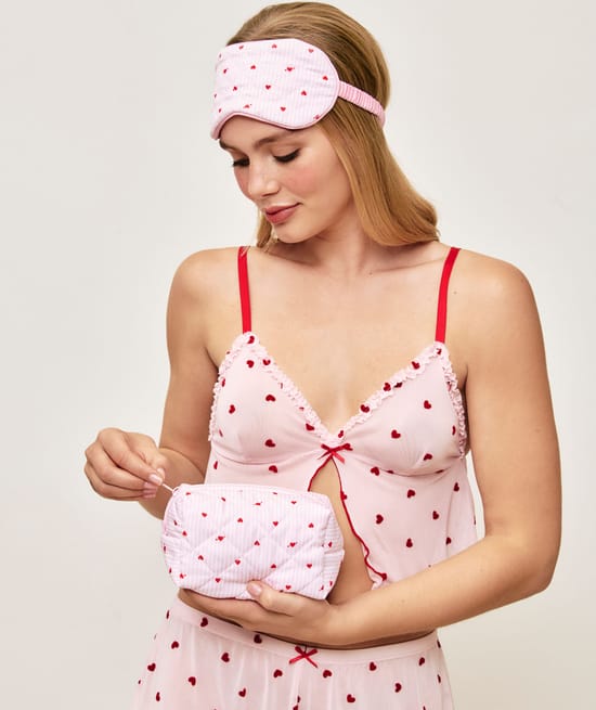 Striped and heart mask;