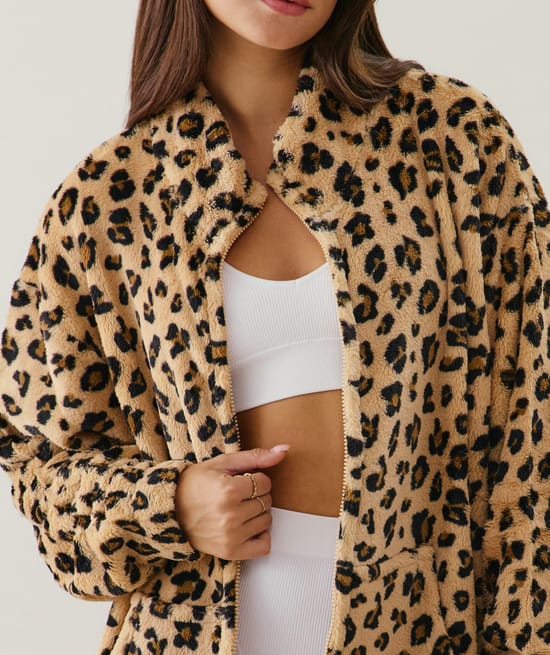 Leopard fleece jacket;