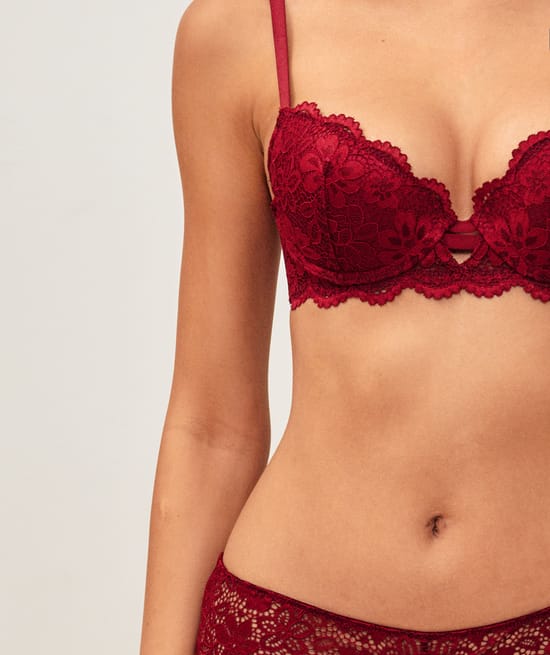 Lace floral push-up bra;