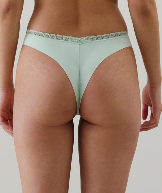 Microfibre and lace thong;