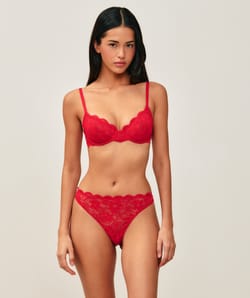 Floral lace balconette bra;