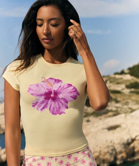 T-shirt en jersey à motifs;