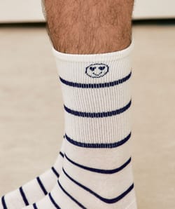 Cotton socks with stripes and smiley;