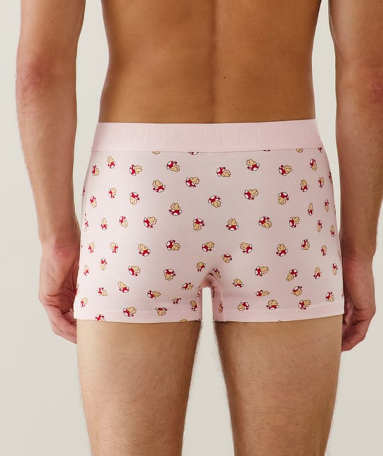 Cotton boxer shorts with mushroom print;