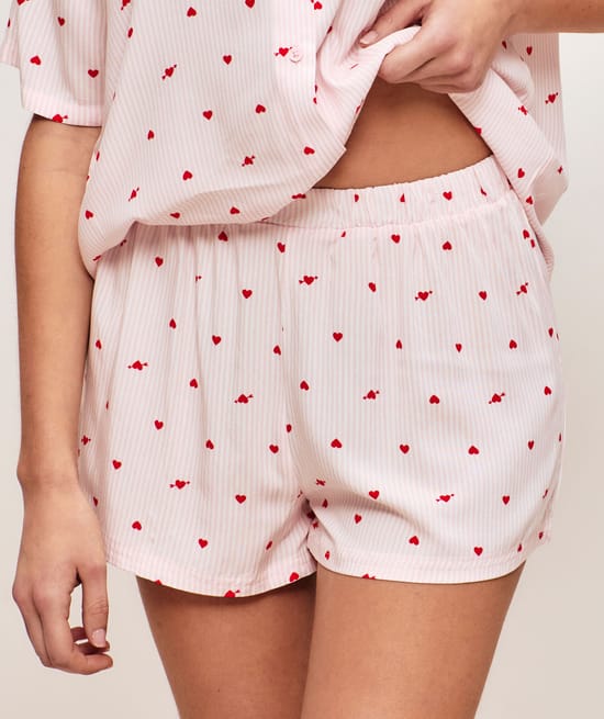 Striped Pajama Set with Arrowed Hearts;