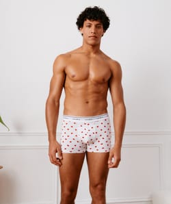 Boxer &agrave; motifs coeurs en coton;
