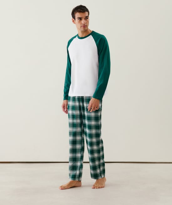 Checkered cotton pajama set;