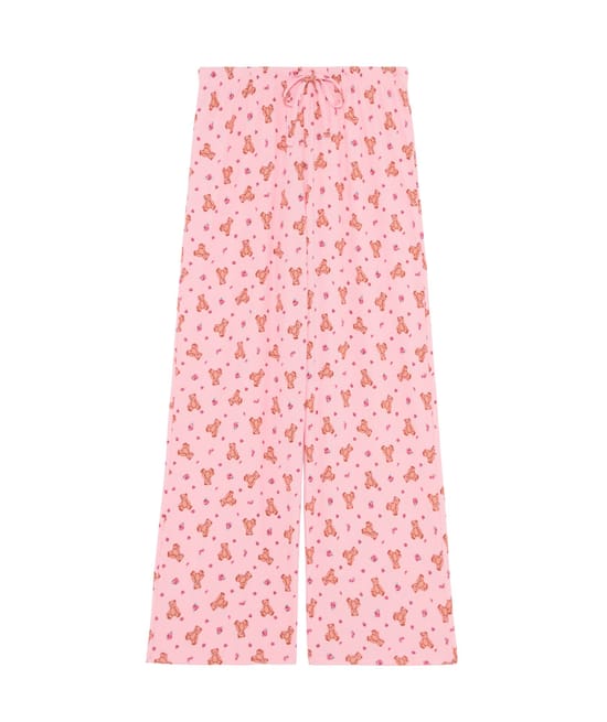 Ribbed jersey trousers with teddy bear pattern;