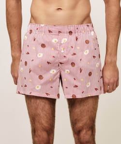 Cotton boxer shorts with foodie patterns;