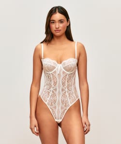 Balconette lace bodysuit;