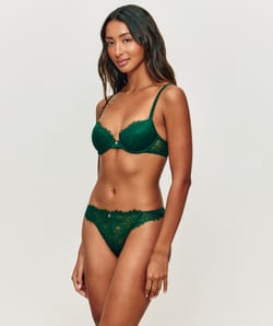 Lace thong with embroidery;