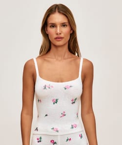 D&eacute;bardeur en maille &agrave; fleurs;