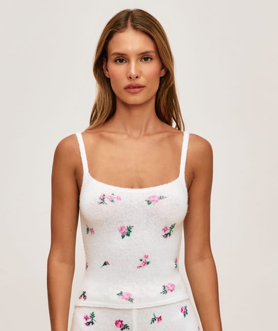 D&eacute;bardeur en maille &agrave; fleurs;