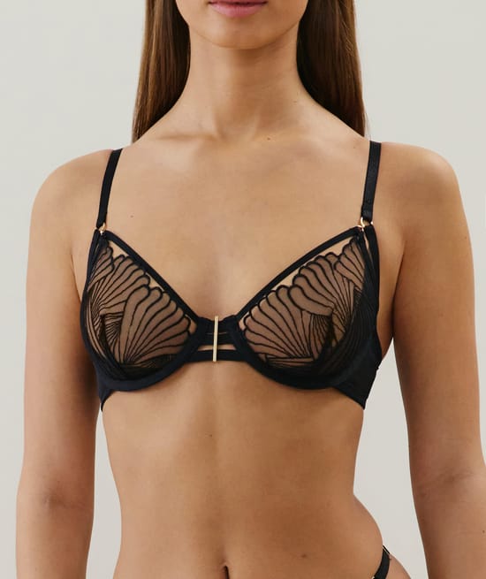 Balconette bra with embroidery;
