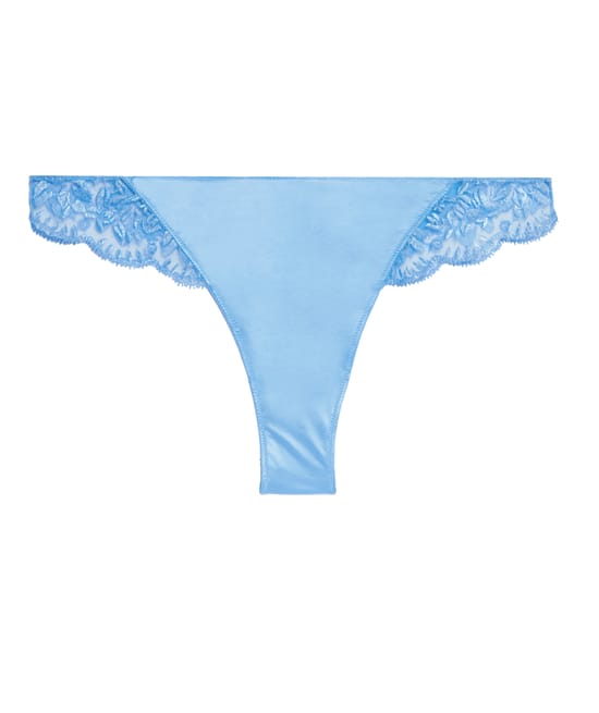 Microfibre thong with embroidery;