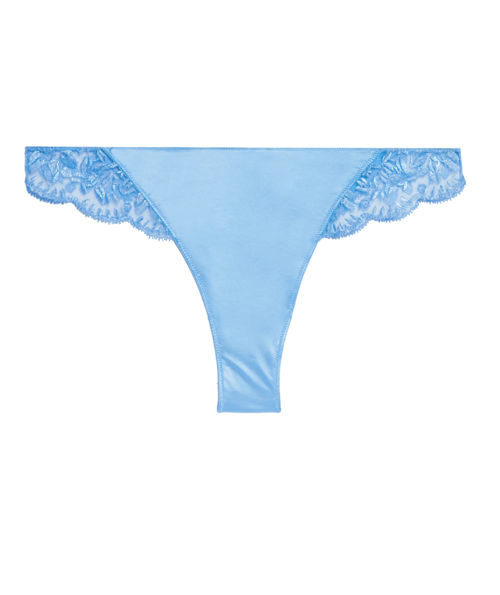 Microfibre thong with embroidery;