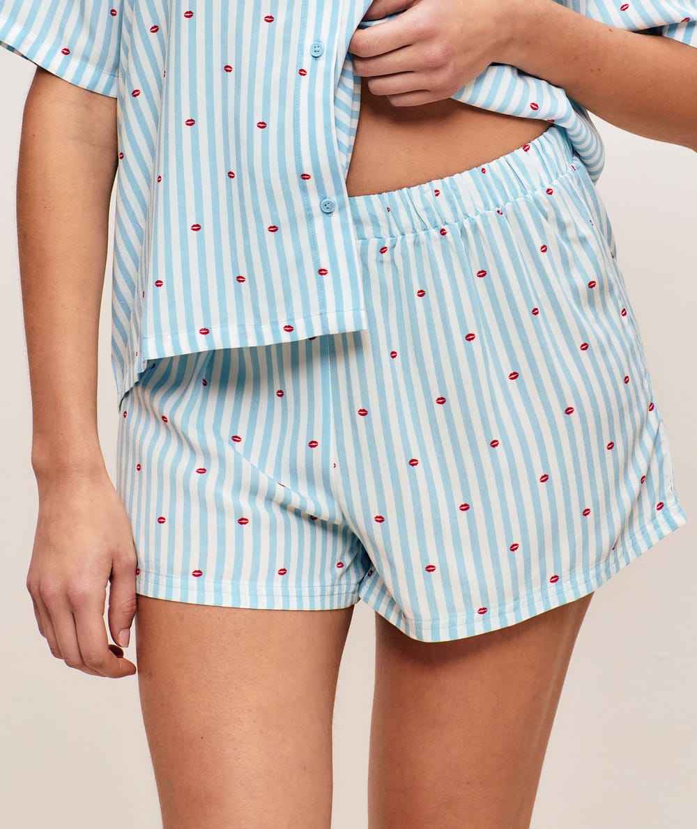 Blue Pyjama Set with Red Arrowed Hearts;